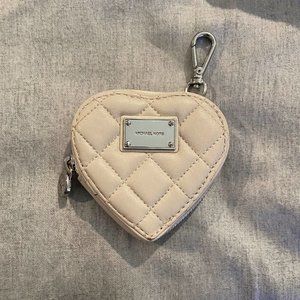 Michael Kors Cream Leather Heart Shaped Coin Purse